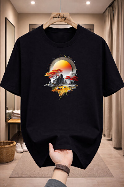 Pink Sky Premium Oversize T-Shirt 100% Cotton Unisex Comfortable Fit Trending...