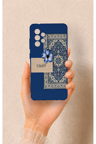 Vip Case Samsung A52 Uyumlu Mavi Etnik Halı Desenli Silikon Kılıf