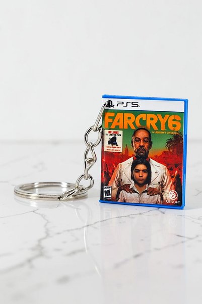 NEORA سلسلة مفاتيح على شكل صندوق ألعاب مصغر لـ Far Cry 6 PS5