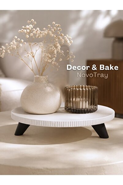 Onflow Elit Design Concrete Look Round Presentation Tray - Decorative Serving...