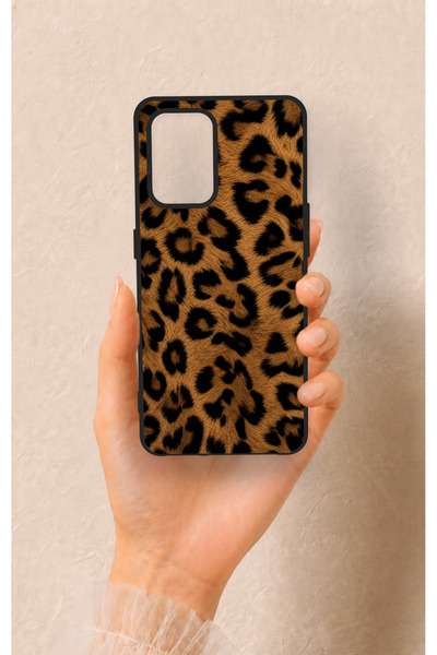 Vip Case Oppo-A74 Uyumlu Koyu Leopar Deri Desenli Silikon Kılıf