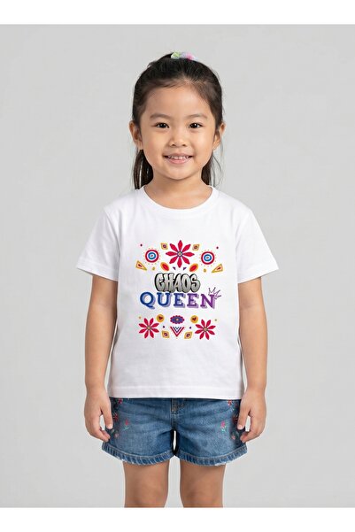 Babyqlo Girls Chaos Queen White T-Shirt
