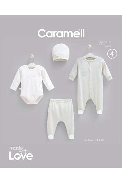 Caramell %100 Pamuk 4lü Tulumlu Teddy Bear Set 0-3 Ay 50-56 cm Yeşil CRML.ZE2...