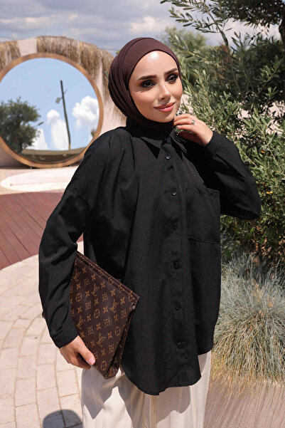İmajButik Black Single Pocket Terikoton Shirt