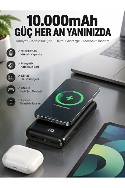 Teknoşık 10.000 Mah Powerbank 4 Portlu Hızlı Şarj Dijital Göstergeli