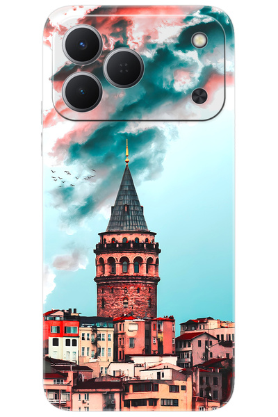TECNO Spark 50 4G (KN4n) Uyumlu Kılıf Desen Baskılı Silikon Galata Kulesi STK...