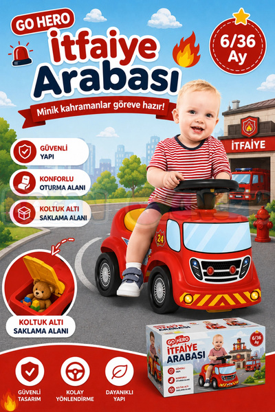 Doğan Oyuncak Dünyası Go Hero İtfaiye Arabası - Binmeli Araba İlk Arabam - Ço...