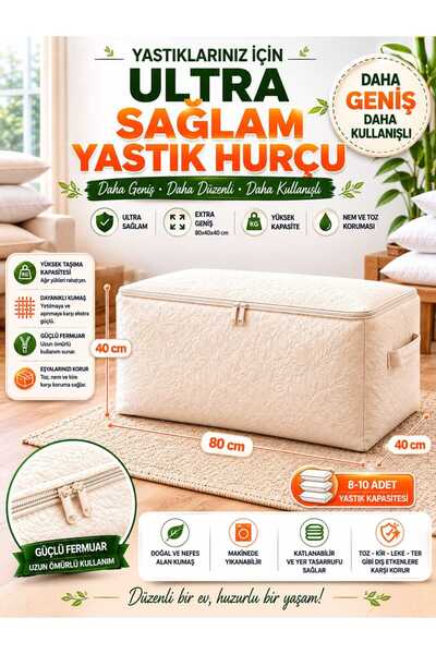 BİVA Dayanıklı Yorgan Döşek Hurcu 80x40x40cm Üstten Komple Fermuarlı 180 kg T...