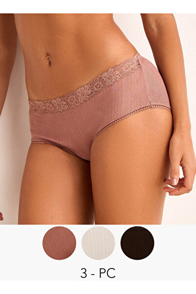 FAV Set of 3 - Briefs with Ribbed Lace Trim