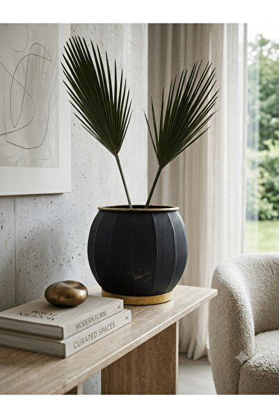PANALI Metal Black Decorative Flower Pot Large 37 X 31 cm