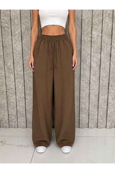 Trendline Trendy Women's Muslin Fabric Comfortable Fit Elastic Waist Palazzo ...