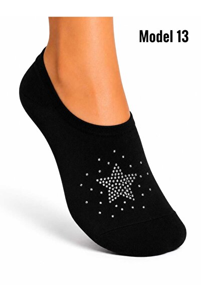 VitaMood Yaşam 1 pair women's lace trimmed ballet flats socks sheer tulle pat...