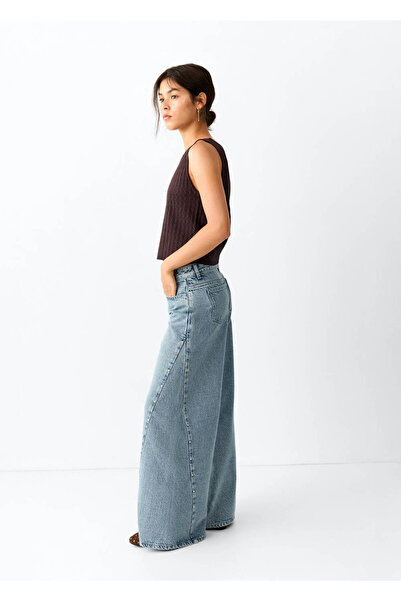Mango Teen Zımba detaylı wide leg jean pantolon