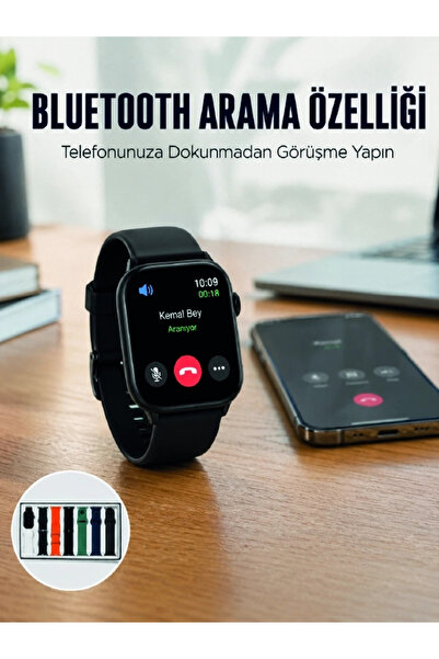 Epilons Akıllı Saat 7 Kordonlu Bluetooth Aramalı Nabız Ve Dokunmatik Akıllı Saat