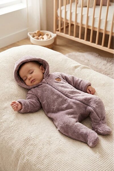 Valia Baby Premium Baby Girl Plush Hooded Jumpsuit