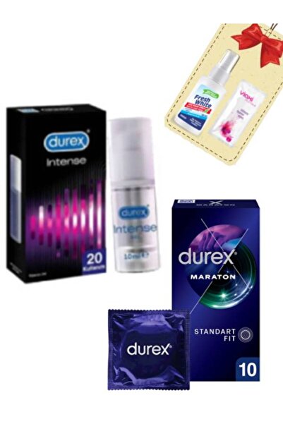 Durex İntense Uyarıcı Jel 10 ml-10'lu Maraton Geciktiricili Prezervatif Set+A...