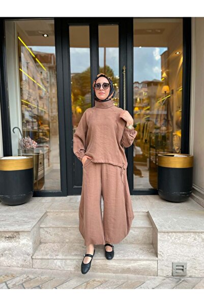 QOOQ STORE 26SS205 Sasha Kadın Takım Taba