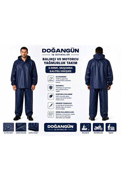 ÖzAnıl Fisherman and Motorcyclist Dark Blue Suit Raincoat Thick