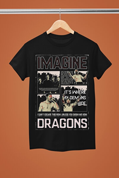 MAGORS Tricou rock din bumbac imprimat, cu mânecă scurtă, croială normală, Im...