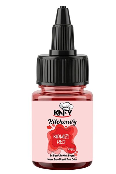 Kitchenify Su Bazlı Likit Gıda Boyası Kırmızı 25 g - Konsantre Pasta, Kek, Ku...
