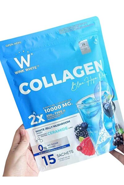 Wink White Collagen+ Blue Hya Drink Mix - 15 Sachets | 10,000mg Marine Collag...