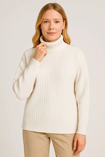 Mariposa Secret Women's Full-Length Turtleneck Knitwear Sweater Thick Ribbed ...