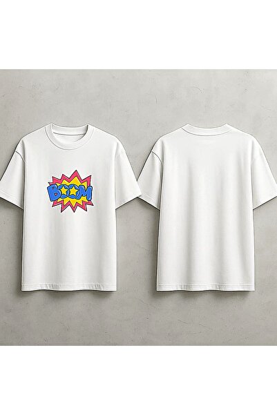 ELFERA Boom Yildiz Pop Art Funny White Printed Tshirt