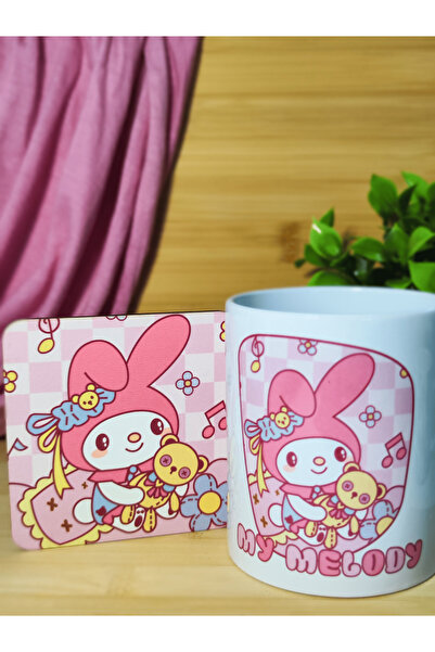 kuttuushop Sanrio My Melody Büyük Kupa Bardak Kahve Çay Fincanı ve Bardak Altı