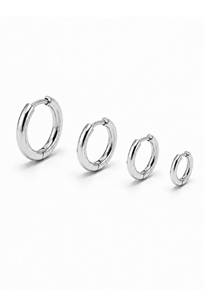 Nevara Women's Multi-Size Silver Color Classic Elegant Hoop Earrings Set for ...
