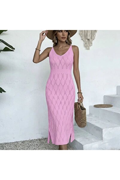 Generic Brand 100% Cotton Leaf Pattern Long Knitwear Beach Dress with Elastic...