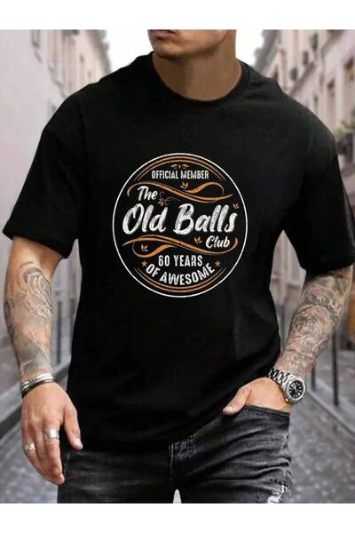 23ERVA تي شيرت رجالي أسود 100% قطن من Old Balls Club بمناسبة عيد الميلاد الست...