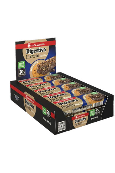 Papadopoulou ΠΑΠΑΔΟΠΟΥΛΟΥ DIGESTIVE MAXI BARS ΜΕ ΠΡΩΤΕΪΝΗ (10x50gr.) - (ΜΑΥΡΗ...