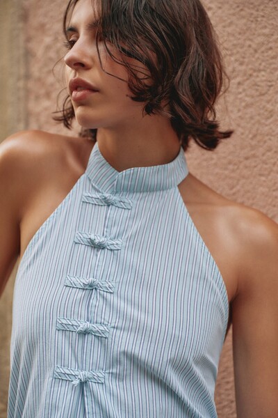 Pull & Bear Çizgili süslü düğmeli halter top