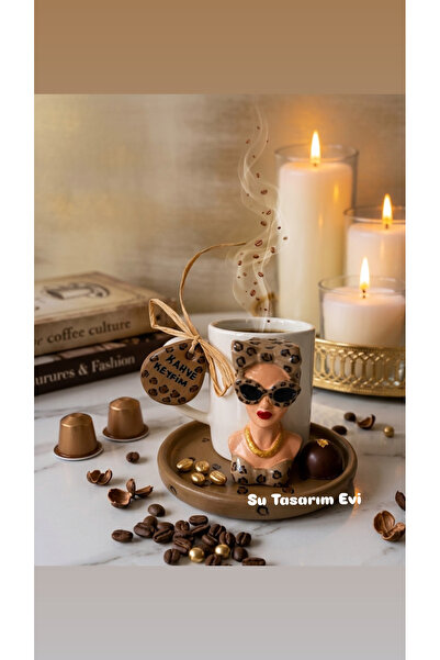 sutasarimevi Leopard Print Stylish Presentation Coffee Cup Gift Cup Coffee Pl...