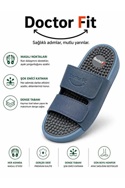Doctor Fit Refleksoloji Rahatlatıcı,Akapunktur Masaj Terliği Mavi Erkek Terli...