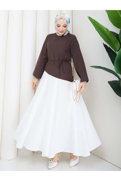 ELAY Fashion Women's Asymmetrical Cut Waist Tie Blouse