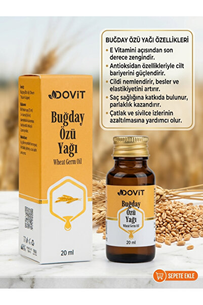 Dovit زيت بذور القمح الطبيعي 100% - 20 مل زيت نقي معصور على البارد