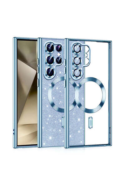 Techsuit Husă pentru Samsung Galaxy S22 Ultra 5G, Lux Glitter MagSafe, albast...