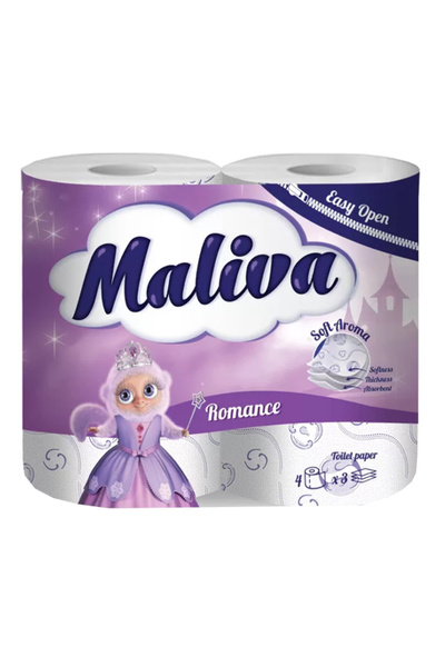 Zebra MALIVA ΧΑΡΤΙ ΥΓΕΙΑΣ 4 ΡΟΛΑ 3Φ - (ROMANCE)