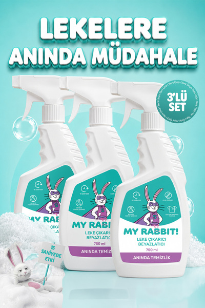 My Rabbit! Ultra Güçlü Çok Amaçlı Leke Çıkarıcı Sprey 750 ml x 3