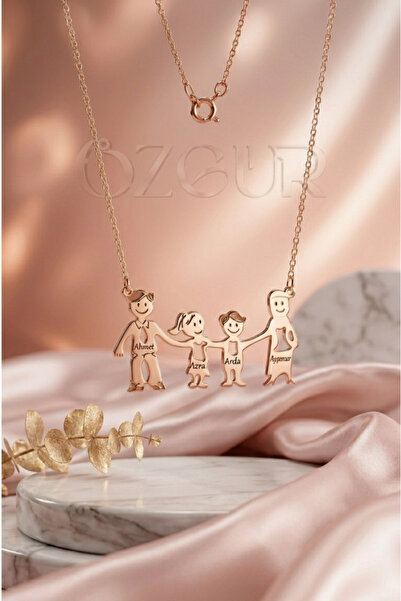 ÖZGÜR TAKI 925 Ayar Gümüş İsimli 4 Kişilik Aile Kolye
