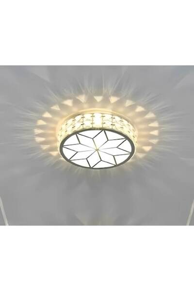 Laleluli Plafonieră LED cu cristale, argintie, rotundă, 20 x 20 x 10 cm, 24W,...