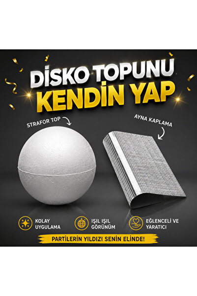 E Züccaciye Kendi Disko Topunu Yap! 12 cm - Lüx Ev Dekor (Eğlenceli,Kolay,Işı...
