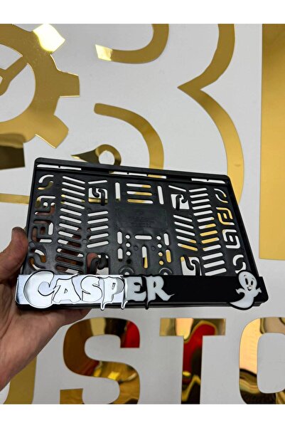 B&E Customs Lazer Casper Yazılı Pleksi Motor Plakalığı Siyah – Hayalet Figürl...