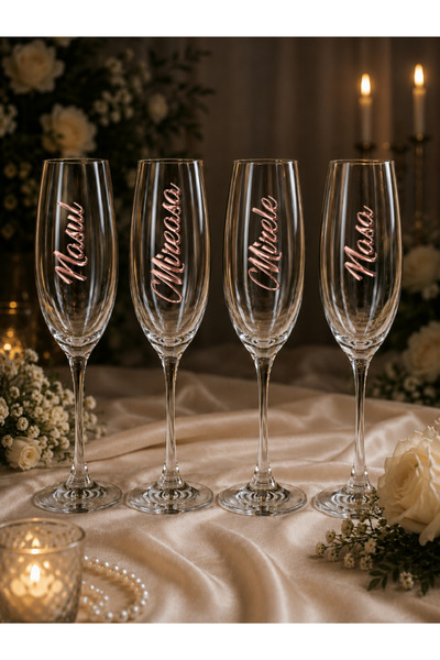 Cratoo Set 4 Stickere Rose Gold Crom pentru Pahare Nunta: Mirele, Mireasa, Na...