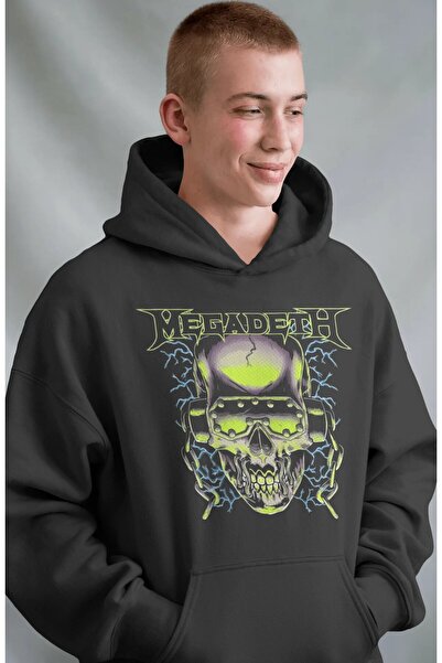SEVBANO Hanorac premium oversize unisex cu imprimeu frontal Megadeth Rock Met...