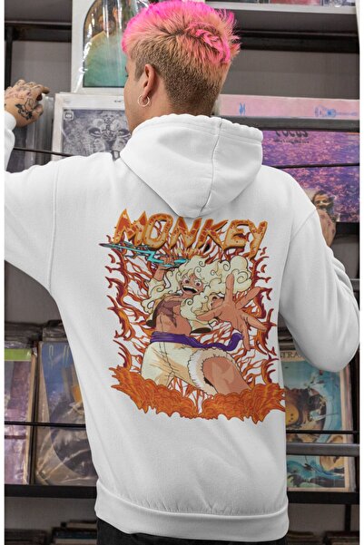 SEVBANO هودي قطني ممشط كبير الحجم للجنسين مطبوع عليه One Piece Monkey D. Luff...