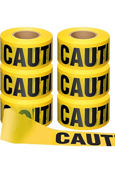 Arbest 6-Pack Yellow Black Caution Tape,7.5cm x 30m,Hazard Warning Barrier Ta...