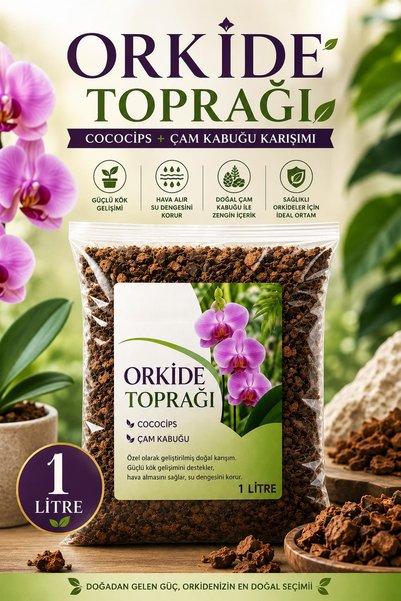 NZB 1 LİTRE - Orkide Toprağı - Cococips ve Çam Kabuğu Karışımı Profesyonel Or...