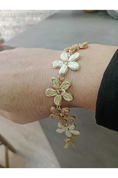 ENOUR ACCESSORİES Hasır Çiçekli Çelik Bileklik